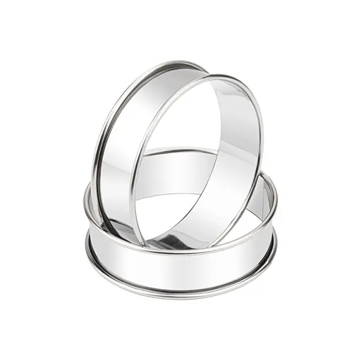 2 Pcs Stainless Steel Crumpet Rings Double Rolled Tart Ring Metal Muffin Tart Rings Round Baking Ring Molds for Kitchen Cooking