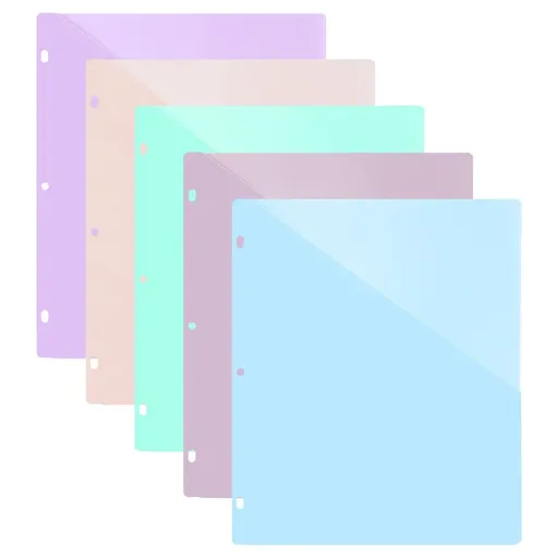 Binder Dividers,5pcs Plastic Slash Pocket Dividers with Pockets, for 3 Ring Binder Organizer, Office Home Organization Multicolor Set