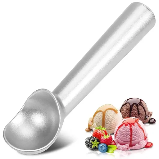 Ice Cream Scoop,Heavy Duty Durable Design, Easy Clean, for Gelato, Cookie Dough, Sorbet, Almond (Silver)