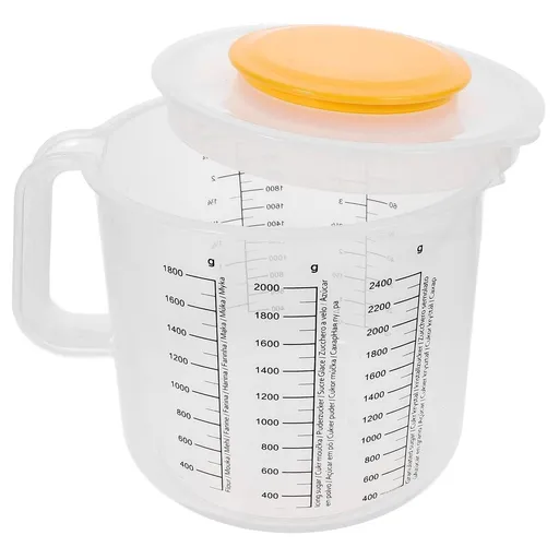 Clear Plastic Mixing Bowl with Measurement Scale and Storage Lid - White, 1 Piece for Kitchen Use