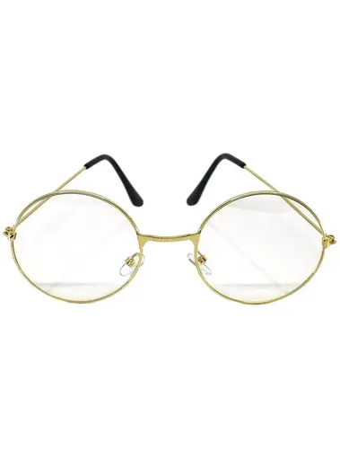 Round Gold Frame Clear Lens Costume Glasses