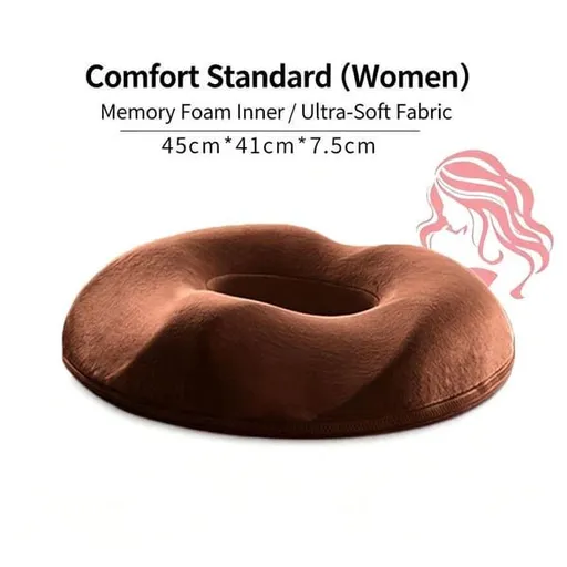 Women Memory Foam Donut Cushion, Orthopedic Pressure Relief Seat Cushion, Breathable Hemorrhoid Coccyx Pain Relief Pad, Postpartum Seat Pad for Office Chair Car Seat, Brown