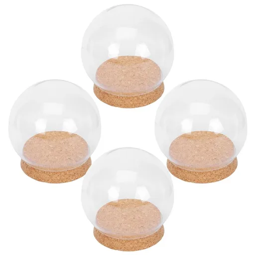 Clear Eternal Flower Glass Cover in Khaki with Cork for Decorative Use 4Pcs