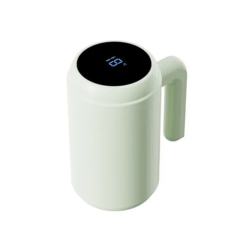 Self Stirring Coffee Mug with Temp Display, 316 stainless steel Auto Mixing Cup for Coffee, Milk, Protein – Gift for Friends, 14.8oz – green