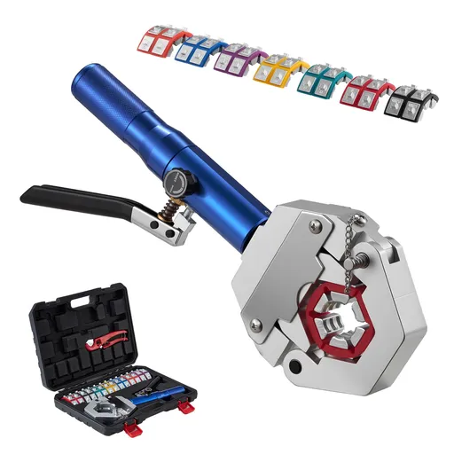 Hydraulic Hose Crimper, Manual A/C Hose Crimping Tool, 7 Dies, Compact