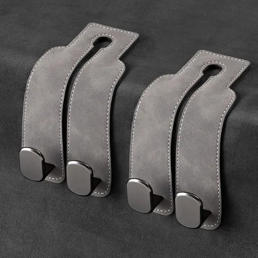 Car Headrest Hook, Car Hook for Wallet & Bag, Car Wallet Hook (Grey - Pack of 2)