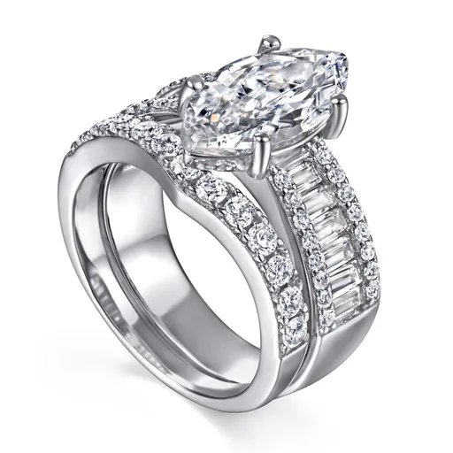 S925 pure silver ring, women's high-end fashion combination ring set, silver ring, engagement women's ring