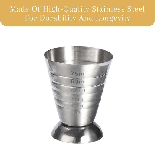 Pack Of 2 Stainless Steel Cocktail Jigger Measuring 2.5 fl oz Measure Cup - Jigger Bar Accessories - (2.5 fl oz / 5 tbsp / 75 ml)
