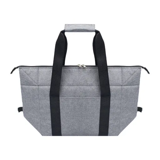 Reusable Insulated Shopping Cooler Bag with Zipper Top for Grocery, Thick Alumimum Foam Tote Thermal Bag for Frozen Cold Hot Foods Transport, large size Grey
