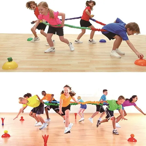 18ft Elastic Fleece Cooperative Stretchy Band Integrations Dynamic Movement Exercise Latex Creative Prop for Group Activities Special Needs Large Motor Coordination -