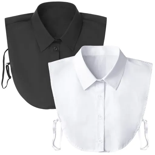 Fake Collar Detachable Collar Faux False Collar Blouse Half Shirt Collars Tops for Women Graduation Halloween（Black+white）