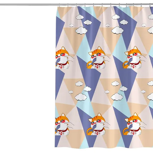 Kids Cute cat Shower Curtain Set Cartoon Puppy Corgi Fabric Shower Curtain Lovely Pet Animal Bathroom Shower Curtain Sets