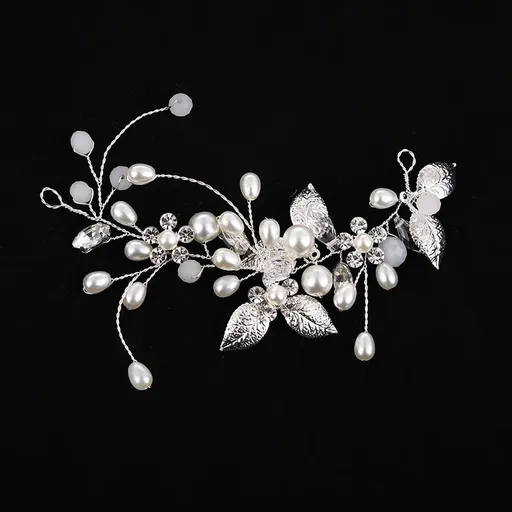 Bridal Pearl Headband Crystal Bridal Hair Accessories Flower Headdress Bride Hair Jewelry for Women Party Wedding 2 pcs