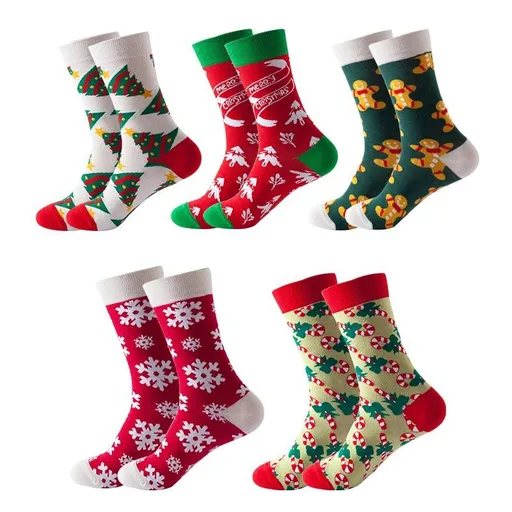 Women's 5 pairs Floral Plaid Print Crew Socks Soft and skin friendly fabric, some stretch to your friends and family