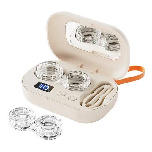 Portable Ultrasonic Contact Lens Cleaner with USB Charger - Fit Disposable Soft, Colored & RGP Lenses - Travel & Home