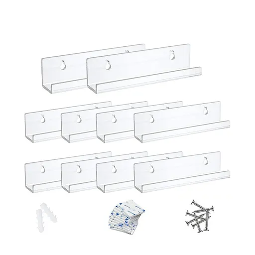 10pcs Transparent Acrylic Record Shelf Stand Vinyl Decoration Display Rack Bracket Wall-Mounted Storage