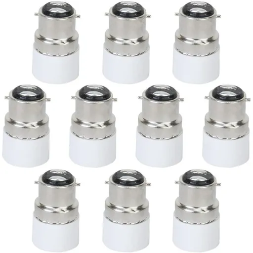 10Pcs Light Bulb Adapter B22 to E14 LED Light Socket Converter, Bayonet Cap to Screw Bulb Holder for Home Lighting Fixtures