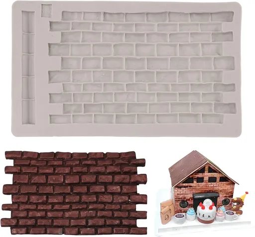 Fondant Impression Mat, Silicone Brick Wall Pattern Lace Mat Imprint Mold Sugarcraft Wedding Cake Decorating Tools Chocolate Sugar Baking
