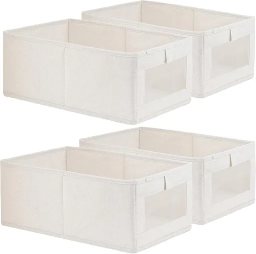 Storage Bins - Laundry Bins - Clothes Organizers - Closet Organizers and Storage Bins - for Clothes - Jeans - Toys - Books - Shelves - Cabinets - Wardrobes (Set of 4)