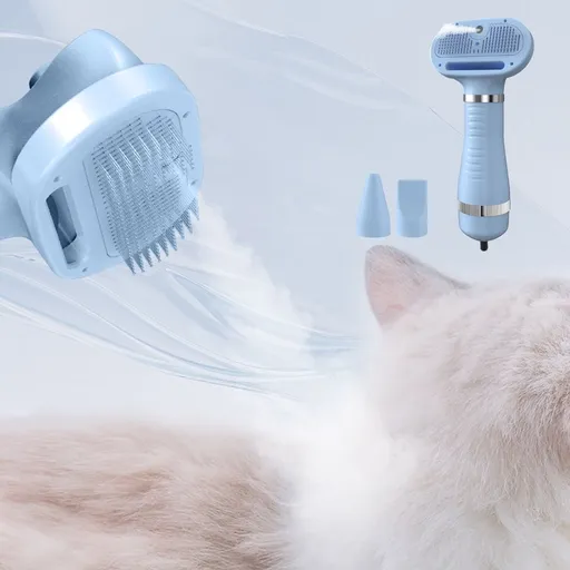 Pet Hair Dryer with Slicker Brush, Heat Settings, One-Button Hair Removal, Portable Dog Blower, Professional Home Grooming Furry Drying for Small Large Cat Dog