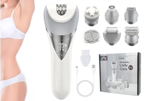 7 in 1 Epilator Hair Removal for Women Face Massage and Body Exfoliator