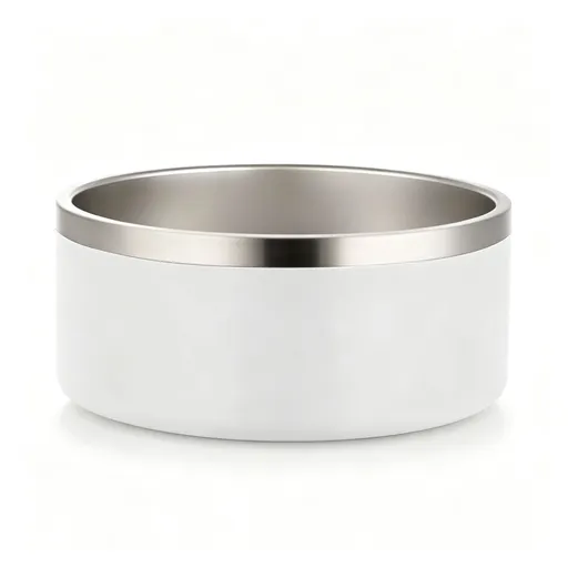 32oz 304 Stainless Steel Cat Dog Bowl | Double Thickened Pet Water Dish | Skid Resistant Base | Cream White | for Small Dogs & Adult Cats | Christmas Daily Drink Gift