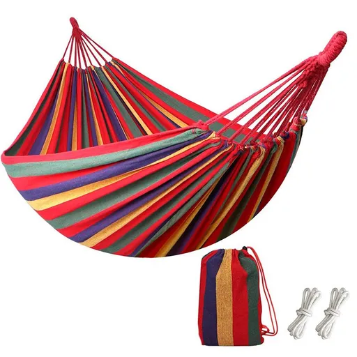 Camping Hammock Upgraded Thickened Durable Canvas Fabric Single Hammocks with Two Anti Roll Balance Beam and Sturdy Metal Knot