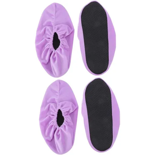 Shoe Covers, 3 Pairs Reusable Non Slip Shoe Protector Covers Washable Soft Shoe Cover for Household Office, Purple