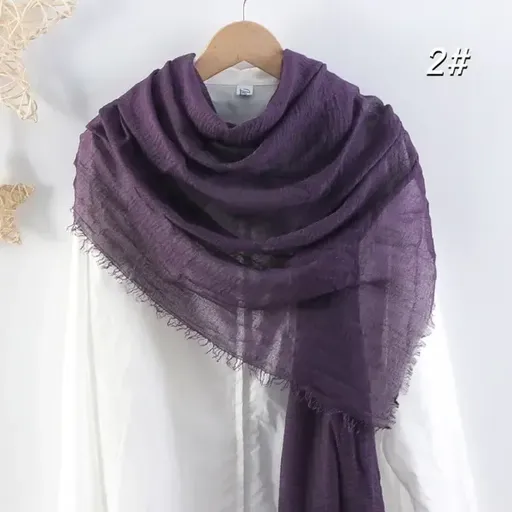 Dark Purple Crinkle Scarf Plain Hijab, Soft Viscose Fiber Lightweight Daily Wear Wrap, Brand New High Quality Muslim Headscarf