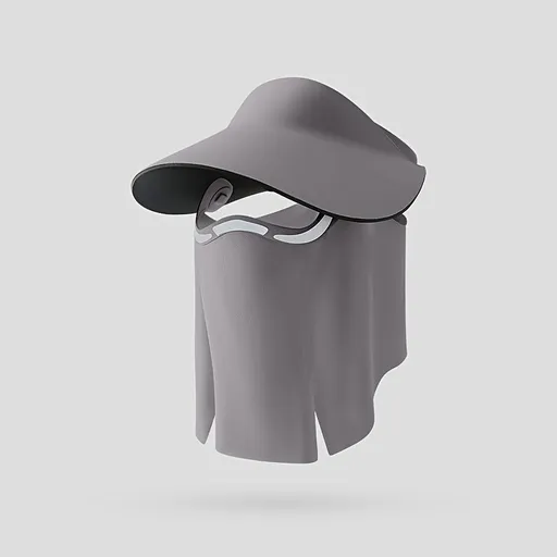 sun protection hat, detachable face mask hat, outdoor sports hat, lightweight sun hat, breathable hat, neck covering hat, foldable hat, unisex summer hat - Gray - Size L