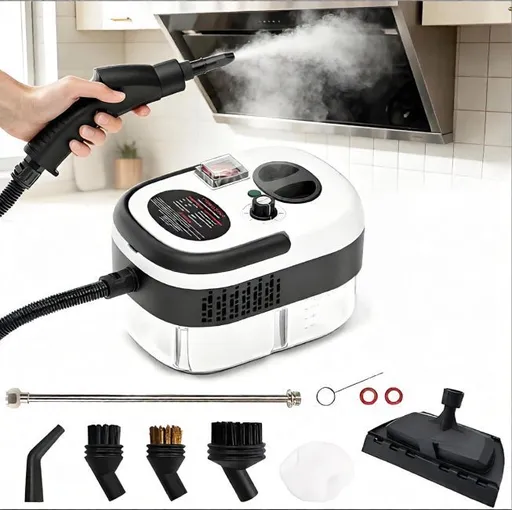 Handheld Steam Cleaner with 1500ML Tank Steamer for Kitchen & Bathroom 1.5L water tank Dual steam hoses 6-speed adjustable spray gun Independent spray gun