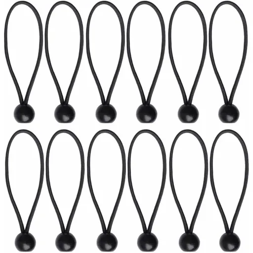 12 pcs Black Tarpaulin Bungees Balls Tarp Bungee Cord For Banner, Tarpaulins, Pavilions, Tents, Tent Bungee Hooks,
