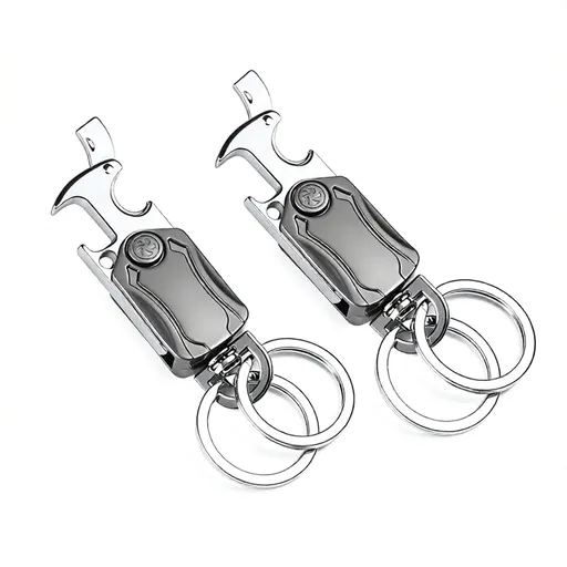 Multi-Functional Keychain 2-Pack - Stainless Steel EDC Tool with Knife Bottle Opener Phone Stand Fidget Spinner - Pocket Carry Gadget Set