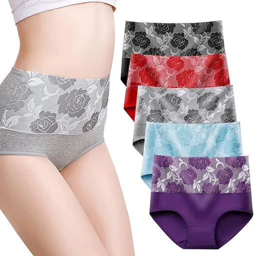 Women's 5 Pack Leakproof Briefs Comfortable High-Waisted Underwear 2XL Assorted Colours
