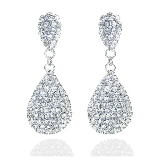 Rhinestone Teardrop Dangle Earrings for Women,Sparkly Bridal Bridesmaids Crystal Dangle Drop Earrings