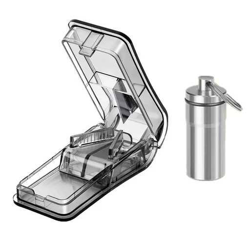 Pill Cutter V Shaped Design Easy to Use Detachable Back Cover for Cleaning Durable and Safe for Small or Large Pills