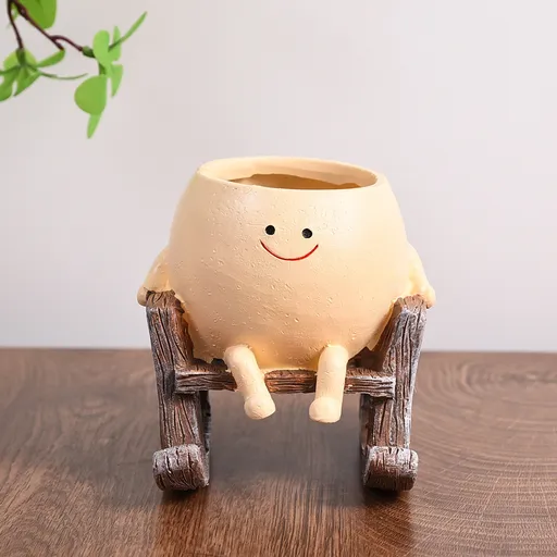 Cute Swing Planter - Hanging Succulent Pot, Craft Ornament for Outdoor Garden & Courtyard Plants