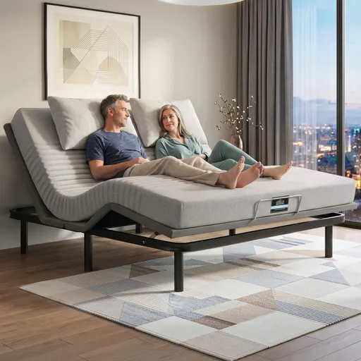 Artiss King Bed Frame and Giselle Bedding King Memory Foam Mattress Set, Electric Bed Base with Zero Gravity & 7 Zone Cooling Comfort for Back Pain Relief, Black & Grey, 15cm Thickness