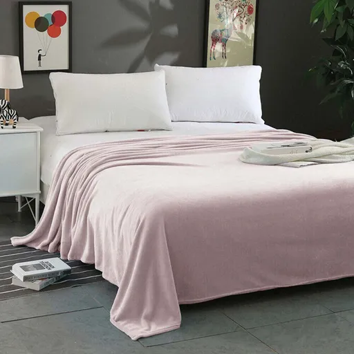 Micro Flannel Plush Blanket Super Soft Queen 220 x 240cm Blush