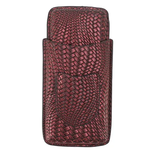 3 Finger Cigar Case Woven Pattern Portable Travel Leather Cigar Humidor Case Smoking Accessories Purple