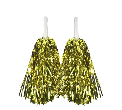 4 Sets/8pcs Metallic Team Girls' Cheerleading Dance Party Dress Pom Poms Pompoms - Silver