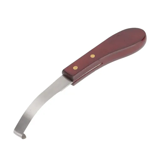 Hoof Knife Razor Stainless Steel Double Sided Blade Ergonomic Wooden Handle Hoof Edge Knife for Horse Hoof Trimming