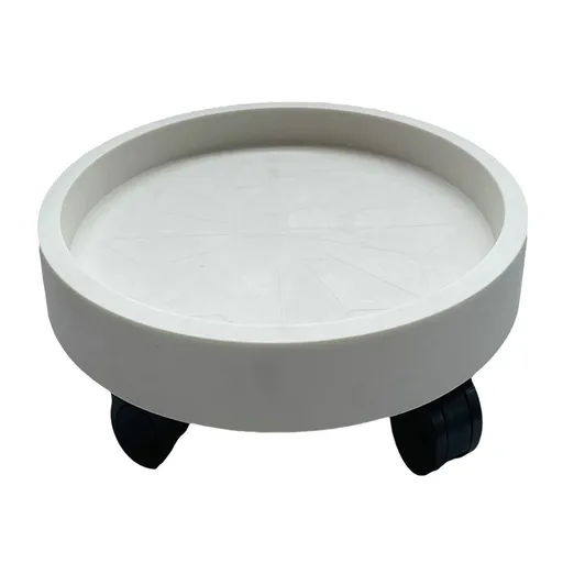 Flower Pot Tray Wheels Round Shape Removable Rotating Wheels Plant Stand for Balcony White 22