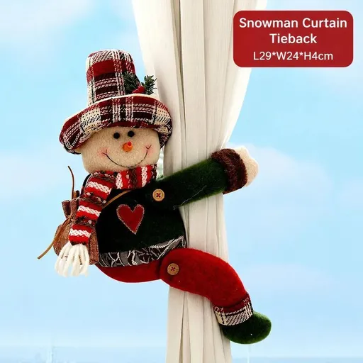 2Pcs Christmas Tall Hat Snowman Curtain Tiebacks