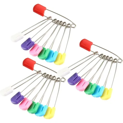 100-Piece Heavy Duty Plastic Safety Pins, Nickel-Plated Steel Wire Fasteners for Blankets