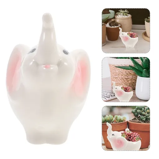 Ceramic Succulent Pot Adorable Elephant Design for Space Saving Decor
