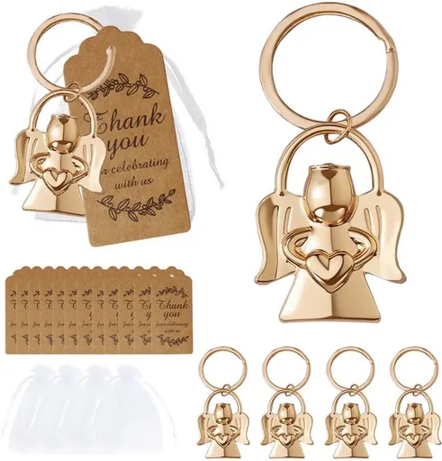 Keychain - Angel pendant for men and women - Baby shower gift - Key ring - Party favor - Souvenir gift - 5 pieces
