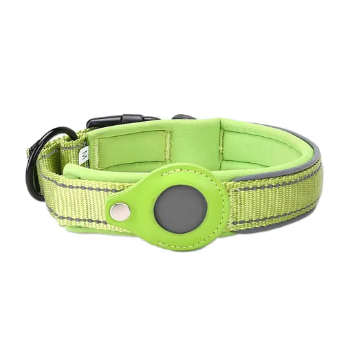 Size L Green Reflective Adjustable Anti-Lost Pet Collar (For Apple AirTag - Collar Only, Tracker Not Included)