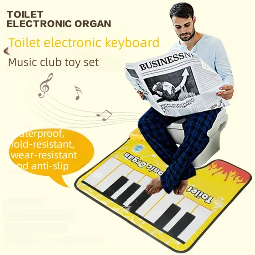 Yellow Electronic Toilet Piano Mat - Funny Musical Floor Keyboard for Bathroom Entertainment - Novelty Gag Gift & Potty Training Toy - Waterproof & Non-Slip - Fits Standard Toilets