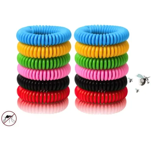 24 Packs Colorful Bracelets, Waterproof and Reusable with Nature Citronella, Lemongrass and Eucalyptus, Using Indoor and Outdoor and Suitable for Adults, Kids, Pet
